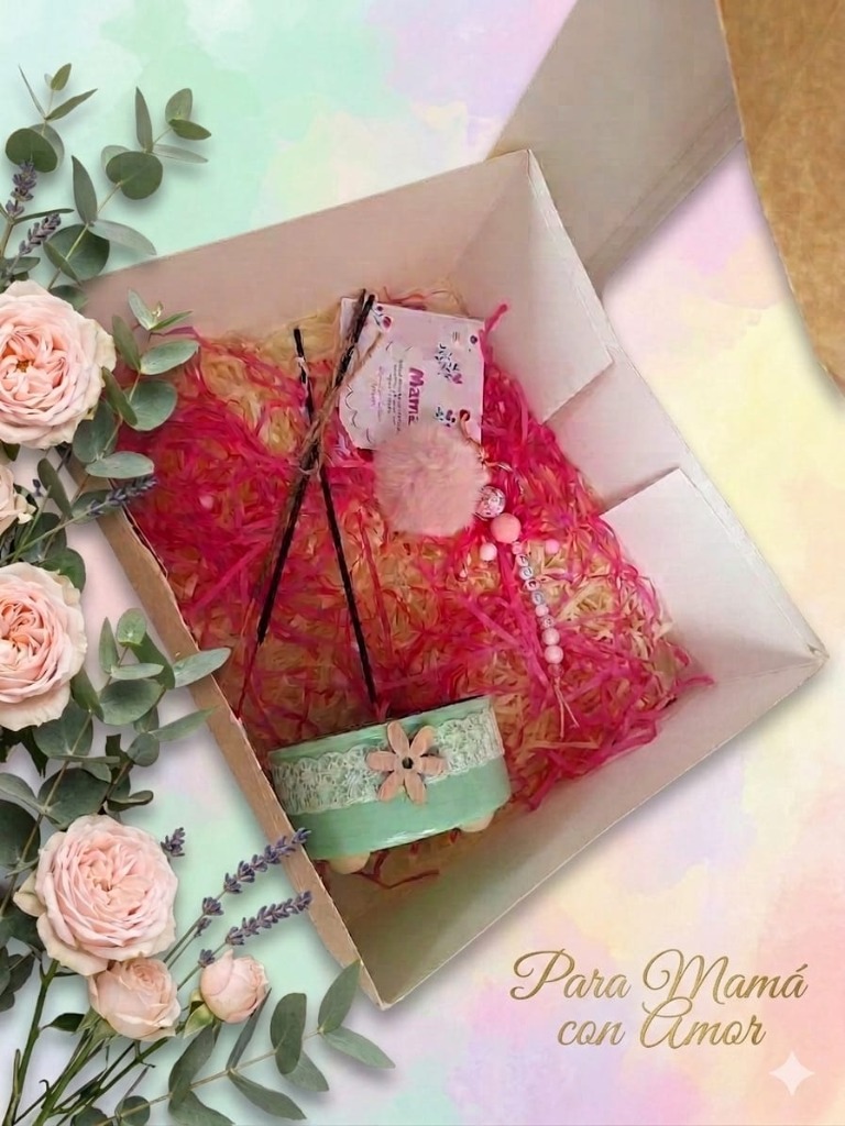 Canasta de regalo artesanal para mamá, preparada con amor